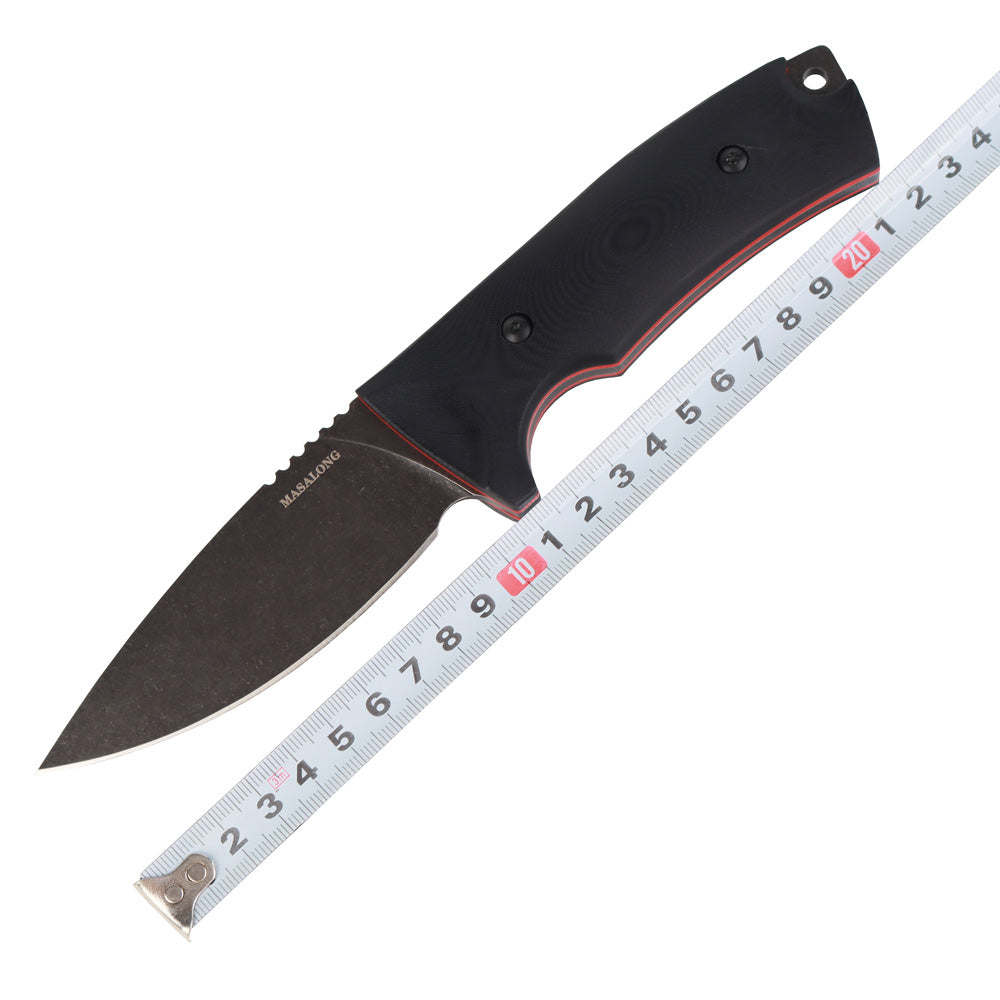 MASALONG Kni220 Survival Straight faca lâmina vg10 faca tática lâmina fixa com bainha para acampamento caça exército