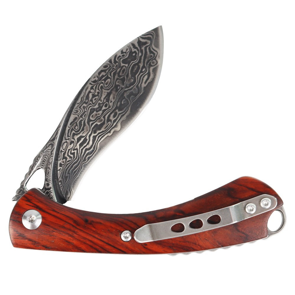 MASALONG kni226 Dogleg Damascus VG10 Folding Tactical Knife
