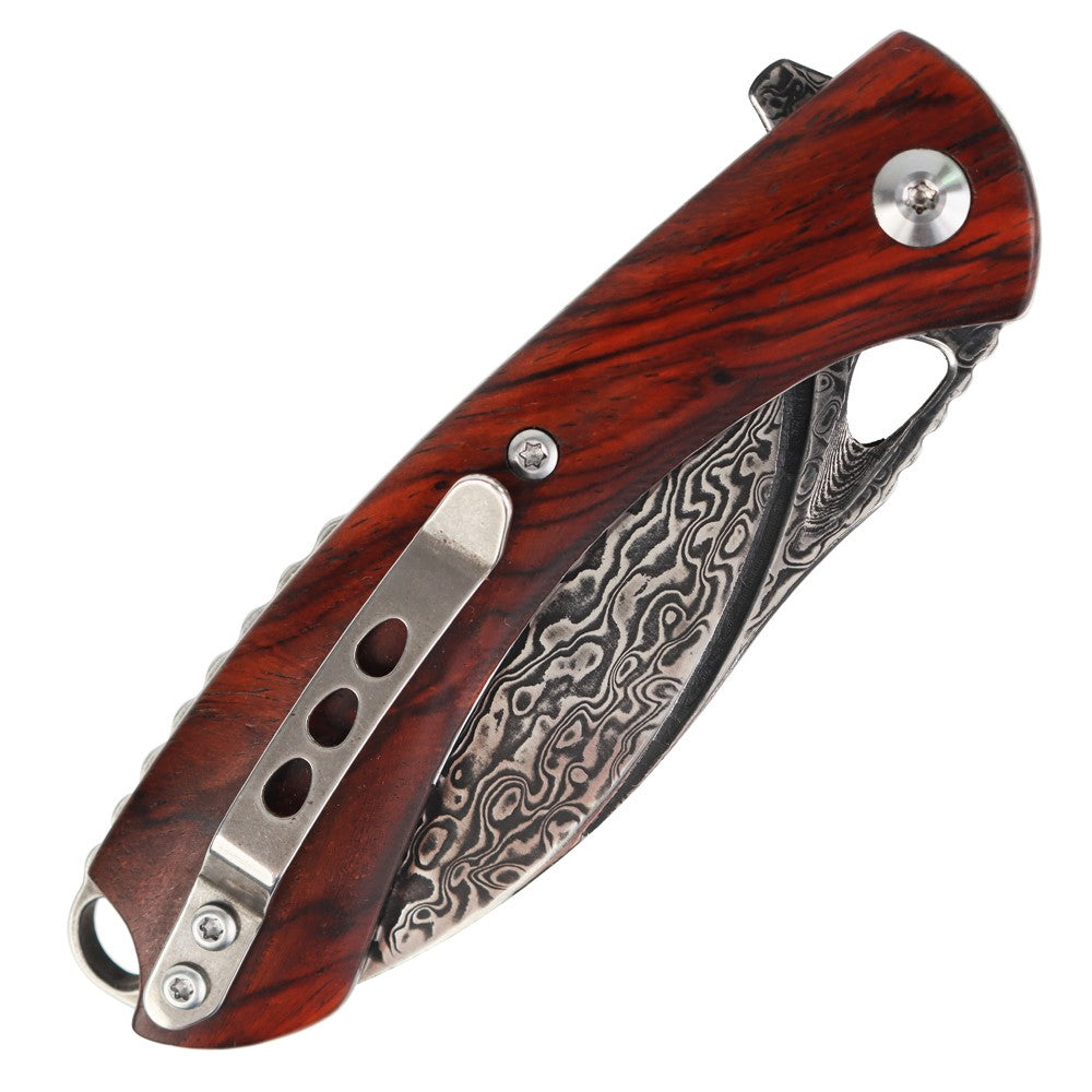 MASALONG kni226 Dogleg Damascus VG10 Folding Tactical Knife
