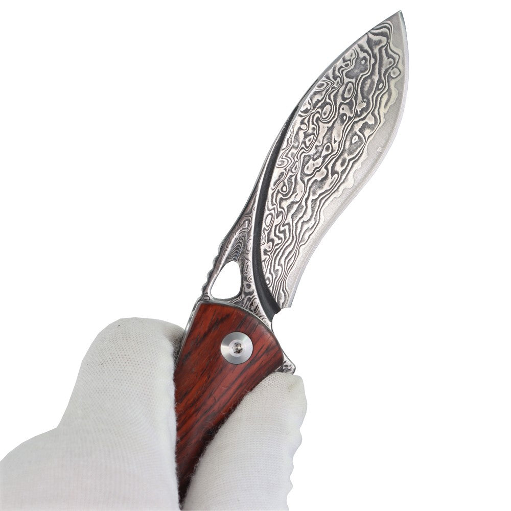 MASALONG kni226 Dogleg Damascus VG10 Folding Tactical Knife