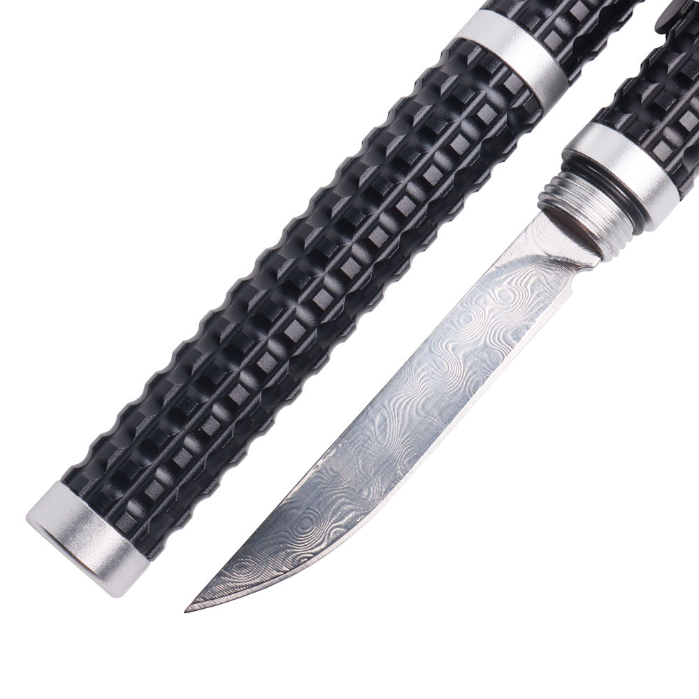 Masalong kni235 Damascus blade aluminum alloy Pen EDC knife 5.4inch for Open envelopes,Tail hammer break window, utility knife, available in the office