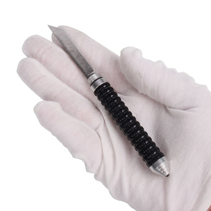 Masalong kni235 Damascus blade aluminum alloy Pen EDC knife 5.4inch for Open envelopes,Tail hammer break window, utility knife, available in the office