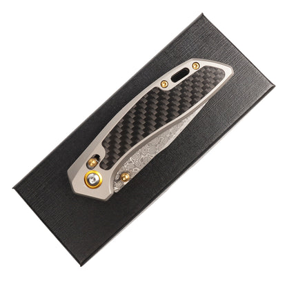 Navaja de bolsillo Masalong Kni256, navajas plegables EDC, hoja de Damasco VG10 de 3,77", mango de acero de aleación de fibra de carbono para supervivencia táctica al aire libre