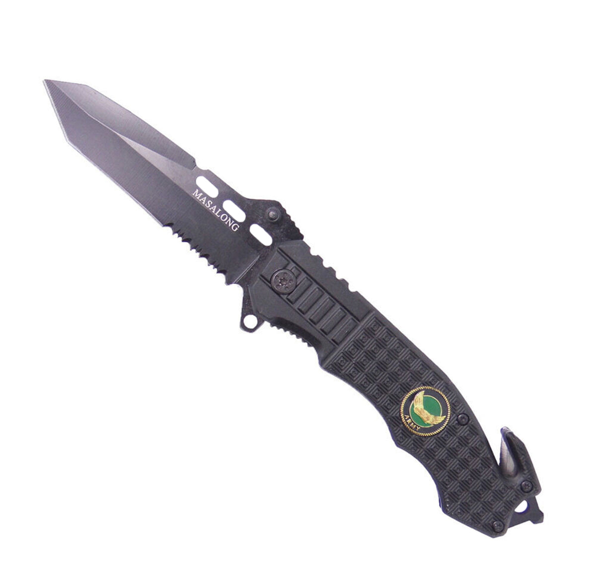 MASALONG Kni29 Hunting Survival Outdoor Folding Tactical Rescue Pocket Knife Saw Glass Chisel