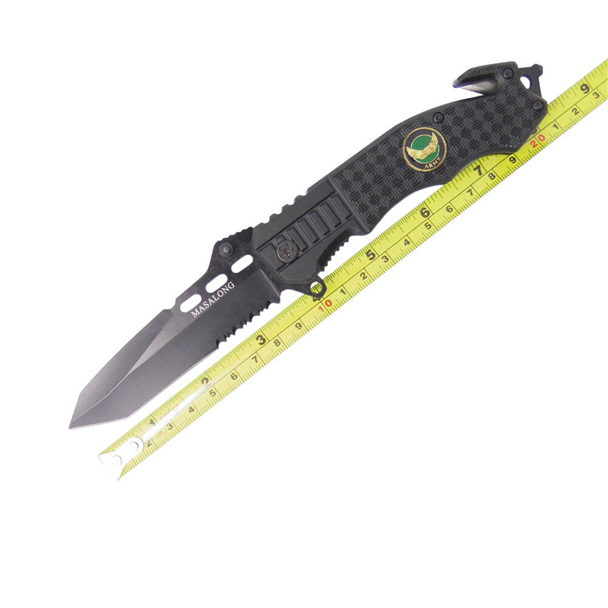 MASALONG Kni29 Hunting Survival Outdoor Folding Tactical Rescue Pocket Knife Saw Glass Chisel