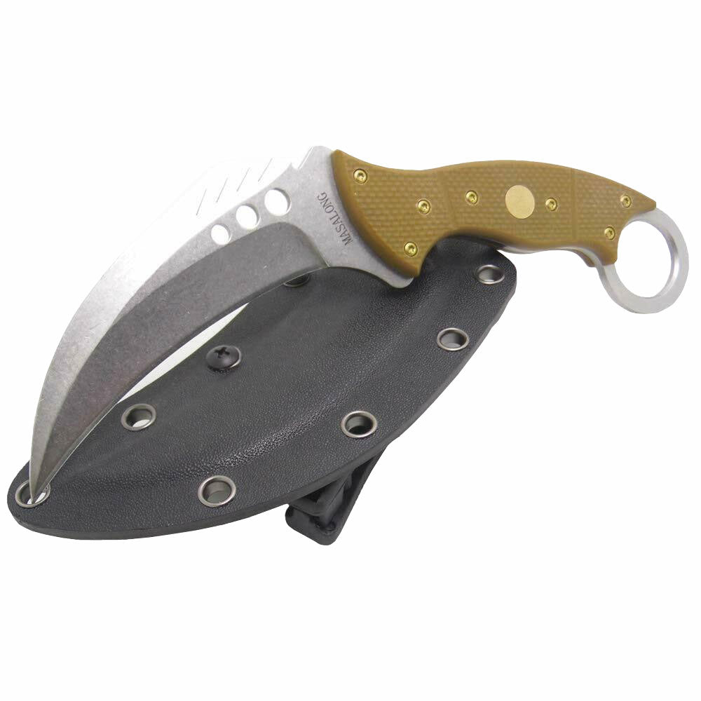 Cuchillo MASALONG Kni156 Tiger de hoja fija para supervivencia al aire libre, caza, táctico, Karambit 