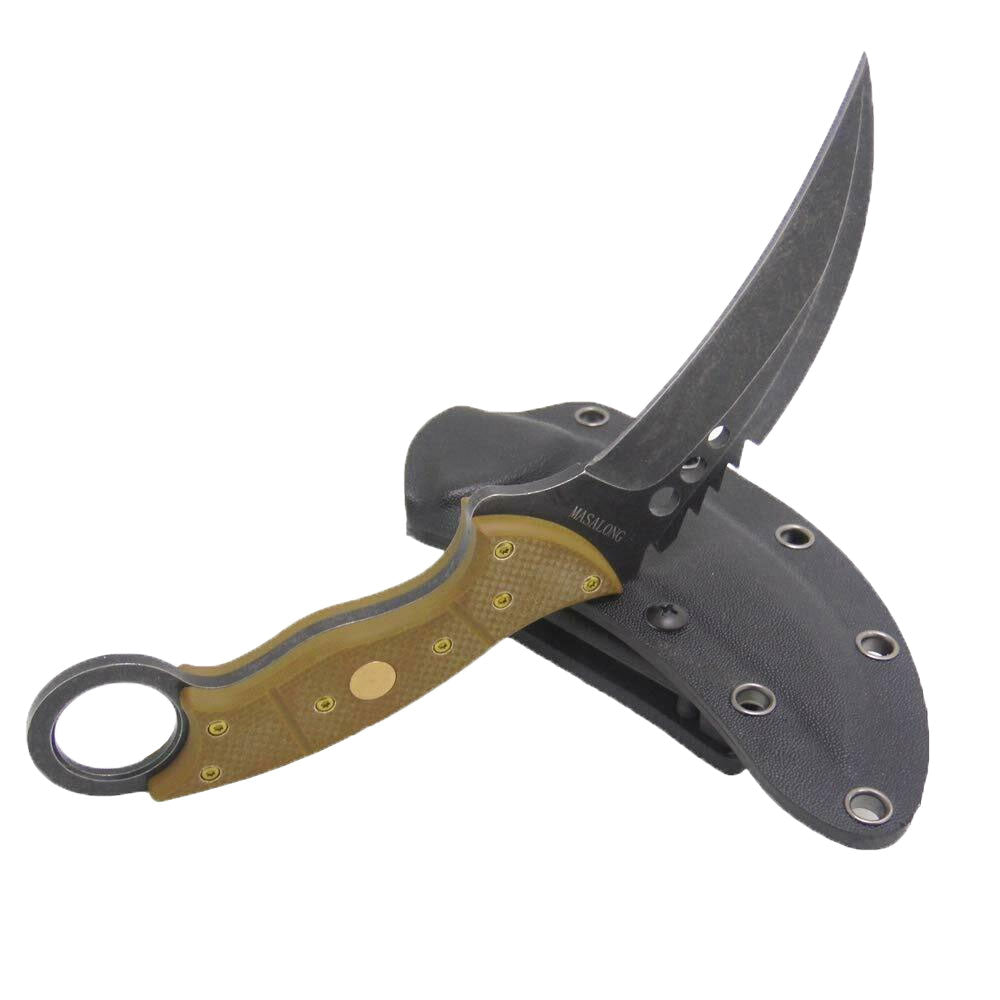 Cuchillo MASALONG Kni156 Tiger de hoja fija para supervivencia al aire libre, caza, táctico, Karambit 