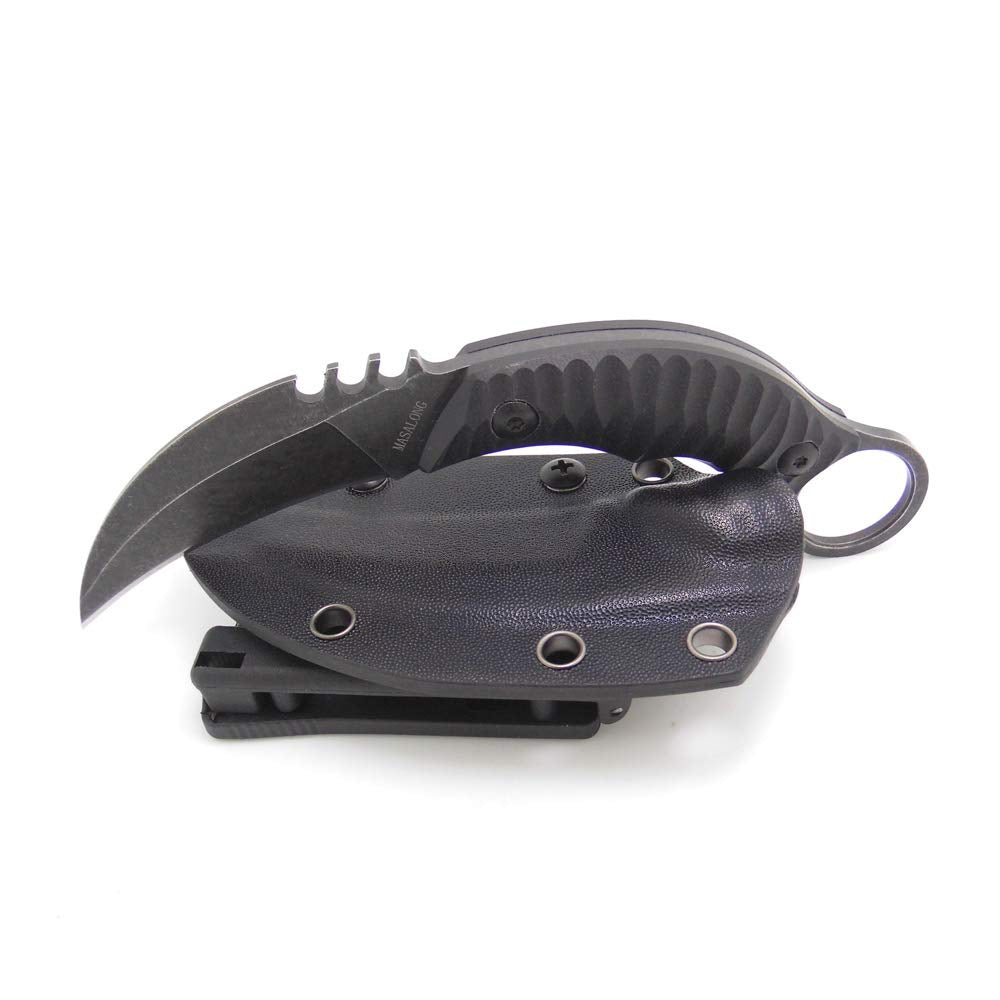 MASALONG Kni89 Outdoor Survival Hunting Tactical Karambit Faca Bear Finger Lâmina Fixa com Bainha